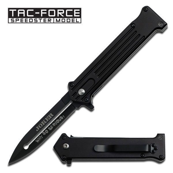 Tac-Force Joker Style Spring Assist Stiletto Folding Pocket Knife (Black)
